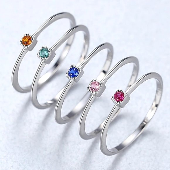 925 Silver Amber Cz Thin Ring Size 7-NWT - Picture 3 of 12